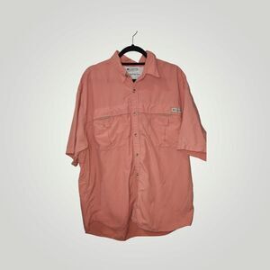 Columbia Men’s Button Up Vented Fishing Shirt Short Sleeve coral! Pink XL